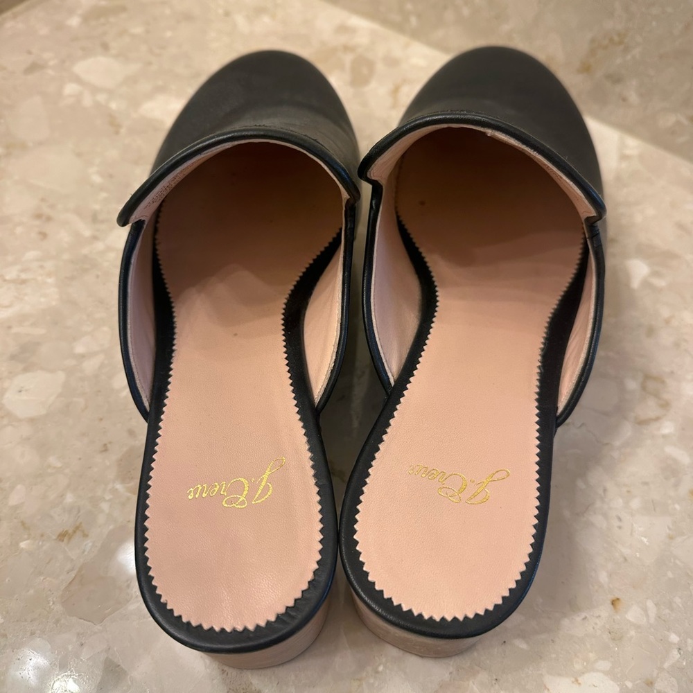 J. Crew Black Leather Mules with Wooden Heel - Picture 2 of 7